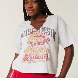 Wisconsin Badgers Graphic Red & Grey Tee Shirt BNWT College